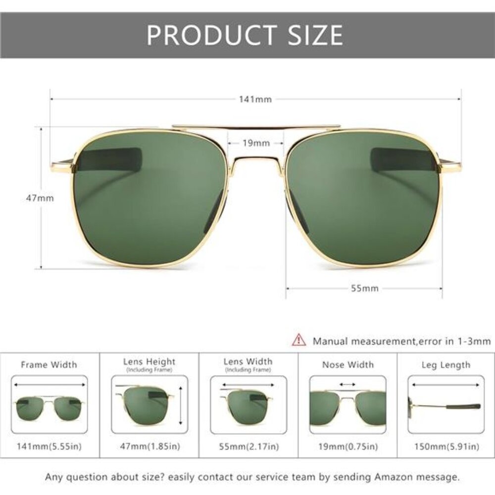 Mens polarized aviator sunglasses pilot military style driving outdoor UV protec - Picture 5 of 7
